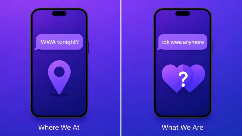 Two meanings of WWA in text - Where We At vs What We Are
