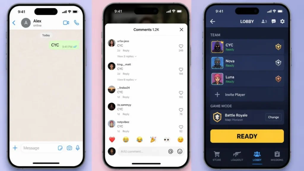 Different meanings of CYC depending on chat context – messaging, TikTok, and gaming