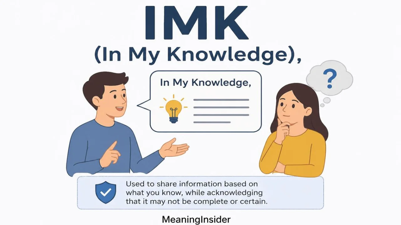 IMK meaning In My Knowledge in a text message