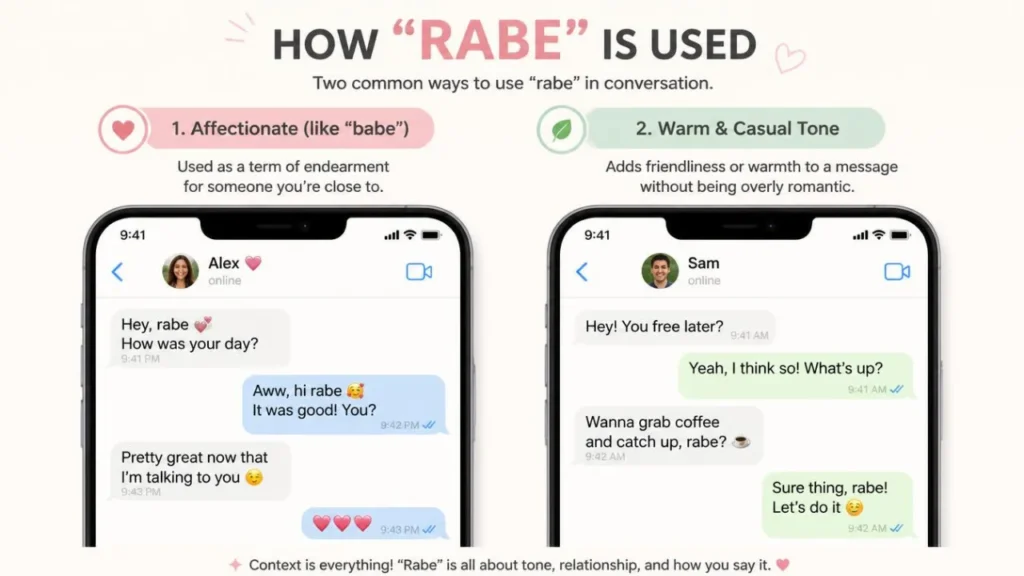 Two meanings of rabe in texting