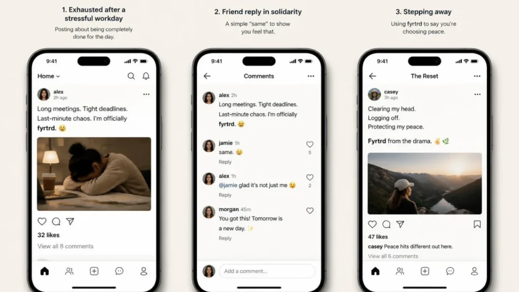 Fyrtrd used in social media posts and comments