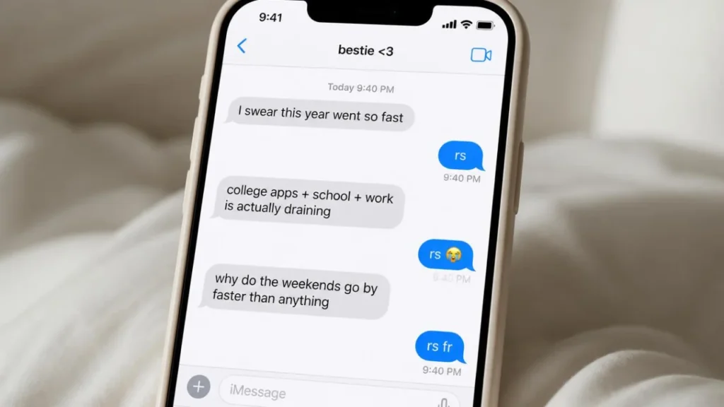Real chat examples showing how RS is used in texting