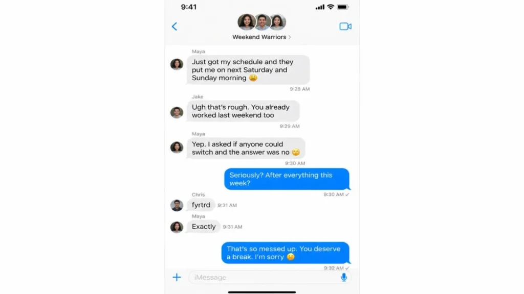 Fyrtrd used in a real group chat example