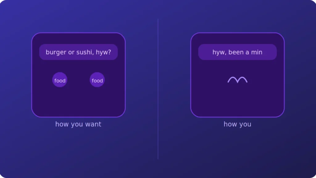 Two meanings of HYW in text - how you want vs how you