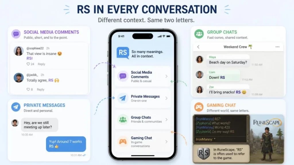 RS used across social media, messaging, and gaming chats