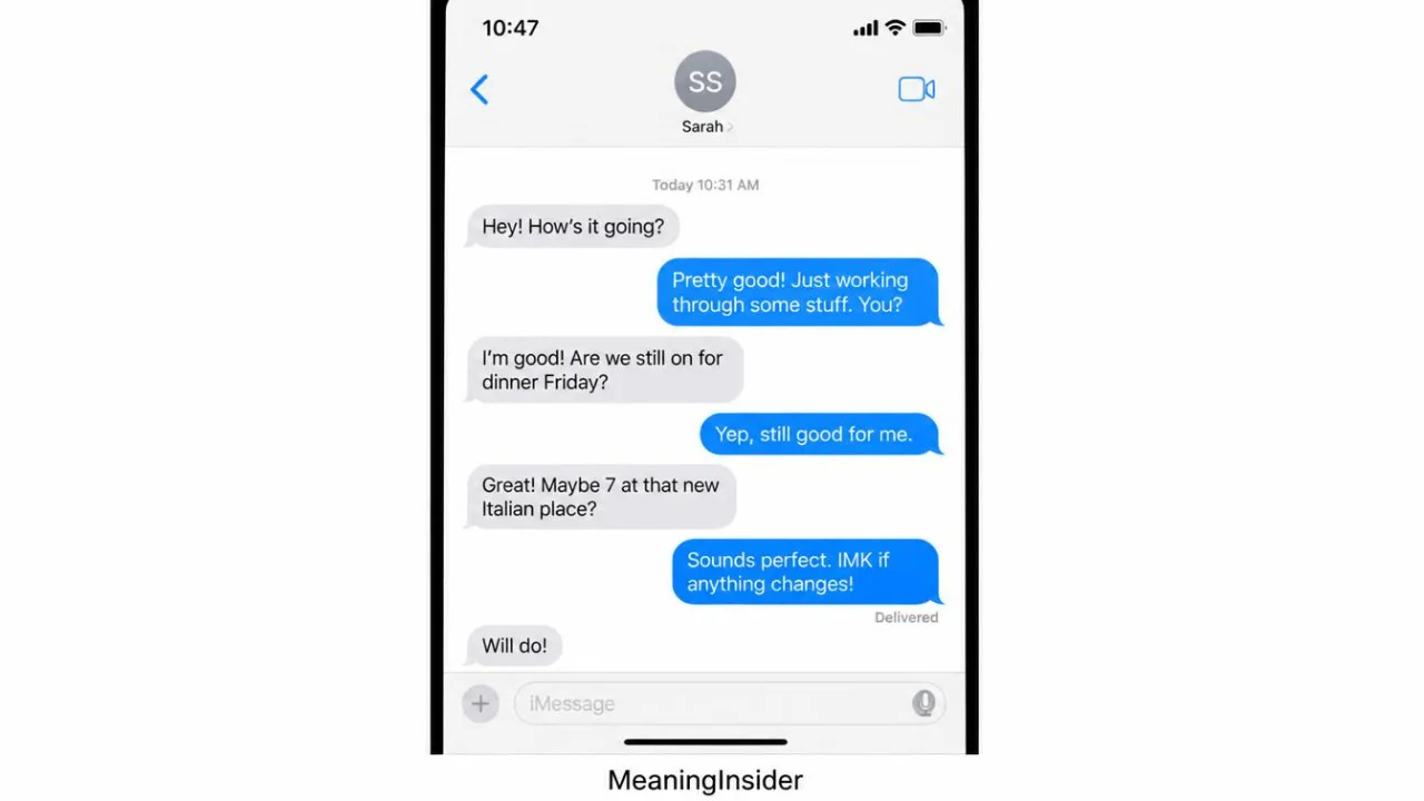 Example of IMK used in a real text conversation