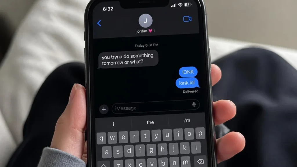 IONK used in a real casual texting example