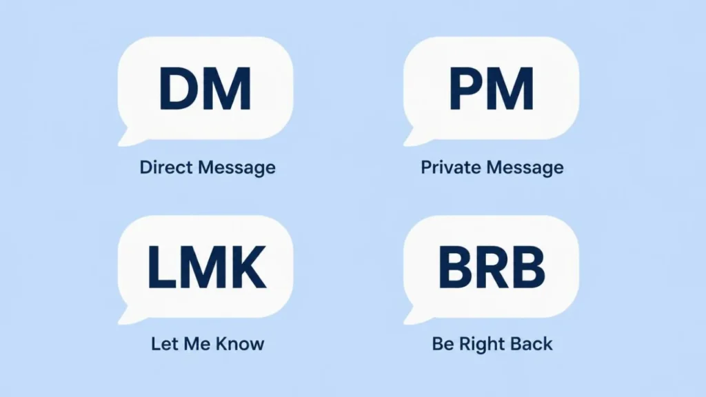 Texting abbreviations similar to CYC – DM, PM, LMK, and BRB
