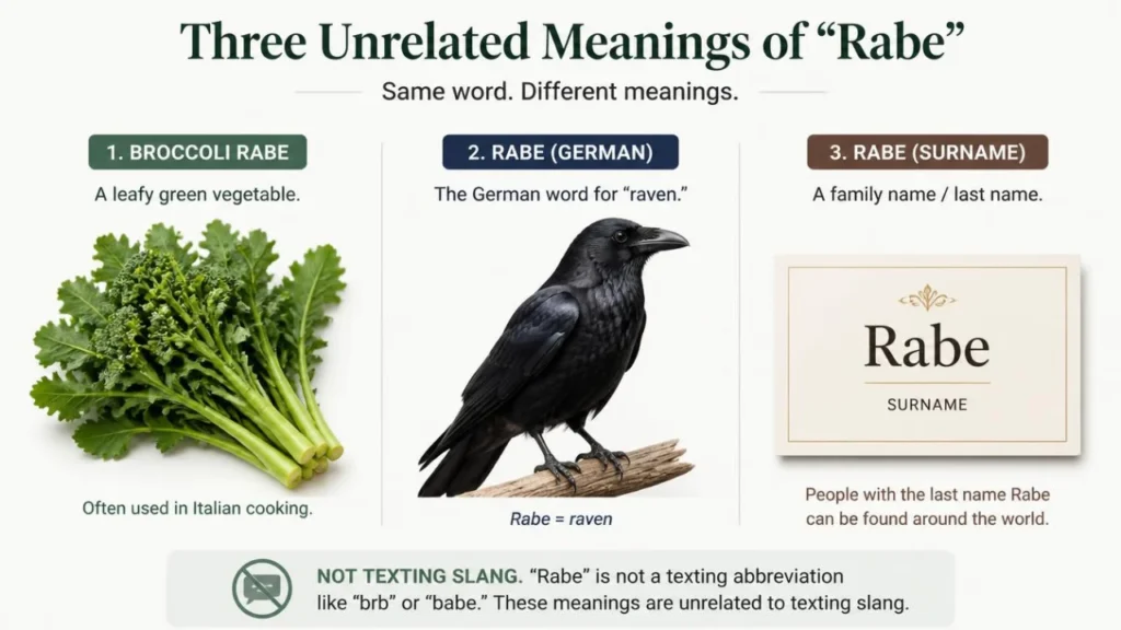 Broccoli rabe raven and Rabe surname meanings