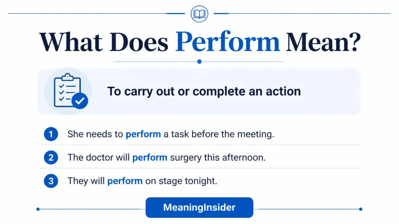 Examples of perform showing people carrying out actions