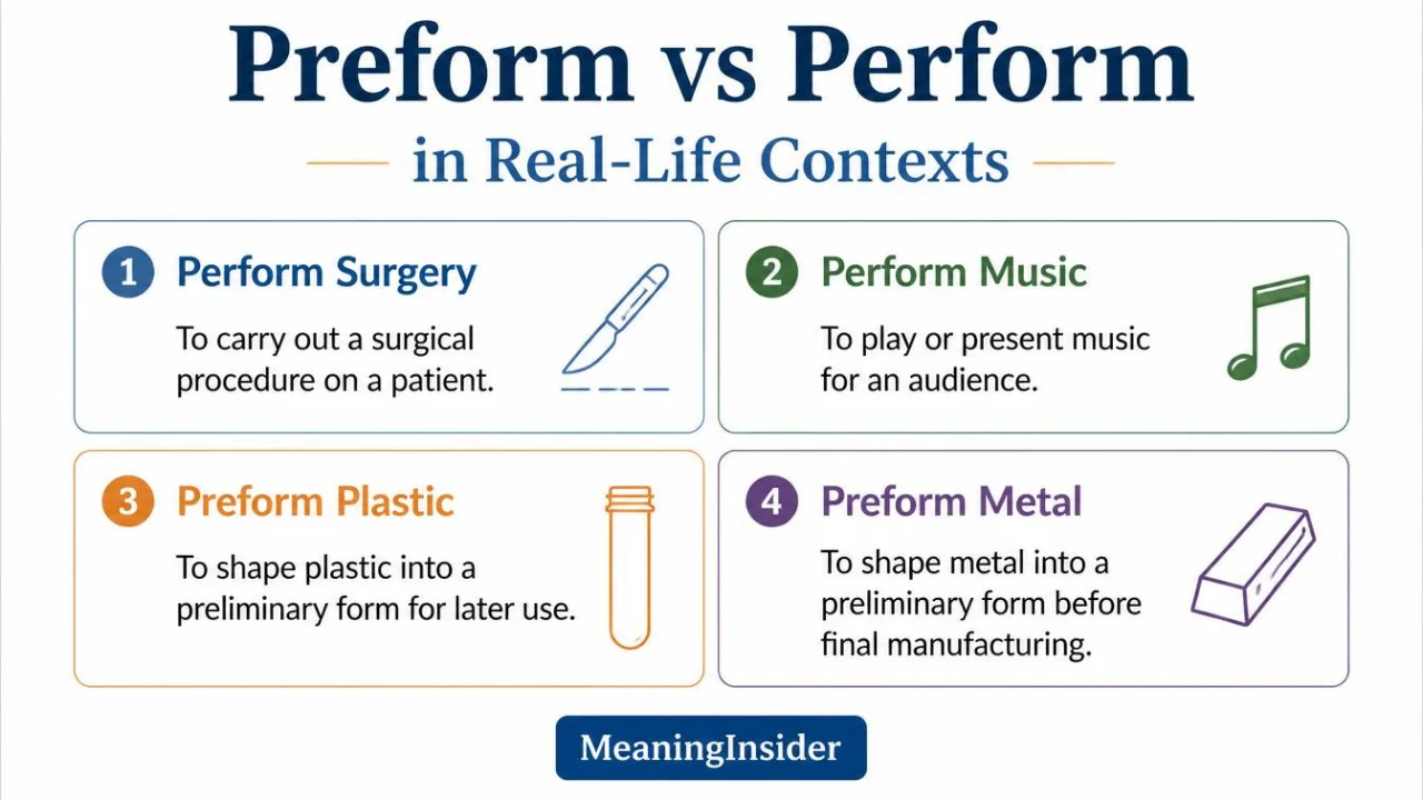 eal life examples of perform and preform in different contexts