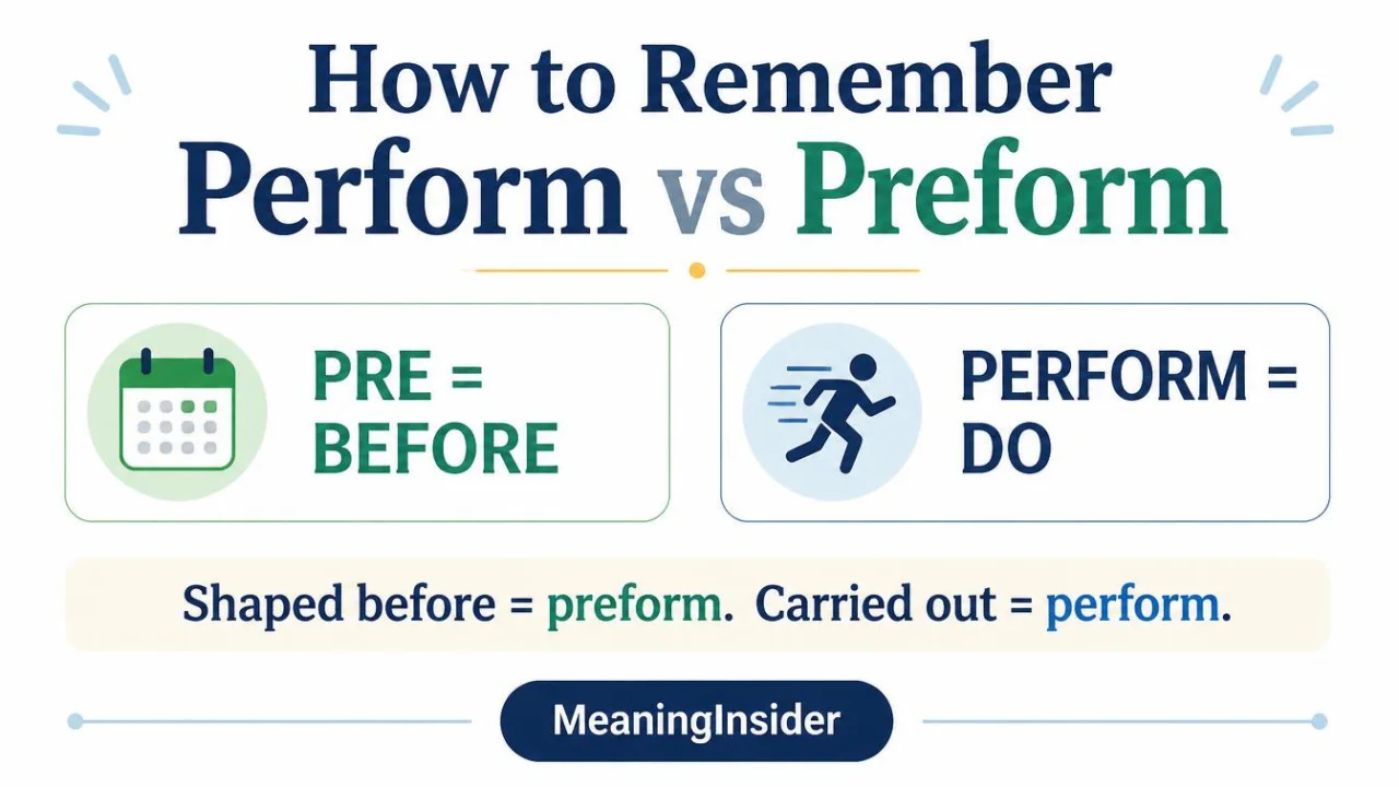 Memory trick for remembering the difference between perform and preform