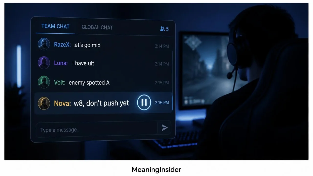 W8 meaning in gaming and online chats, showing how players use W8 to ask someone to wait during a game or conversation