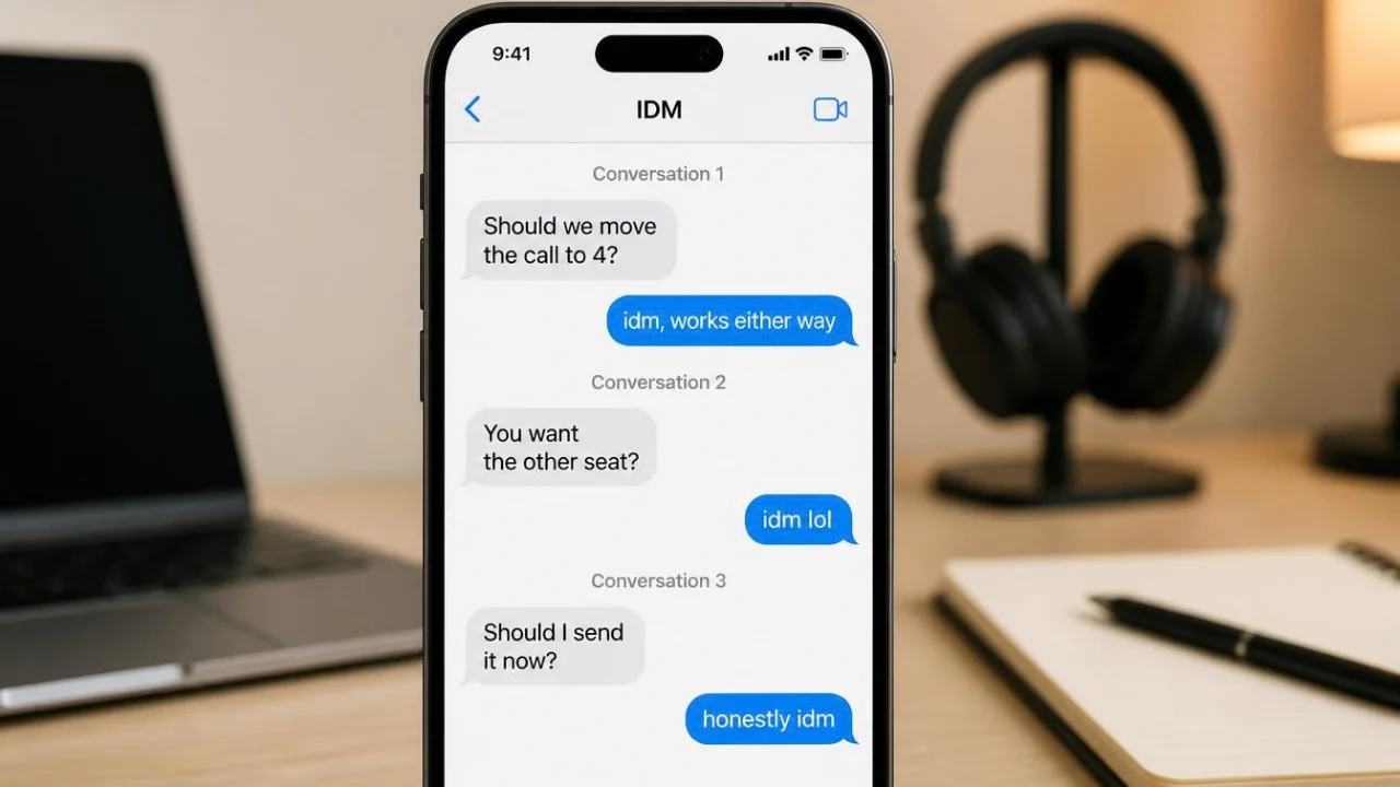real texting examples showing how IDM is used in casual conversations