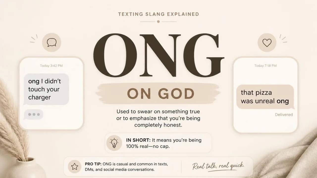 ONG means “on God” in text and is used to emphasize that something is true