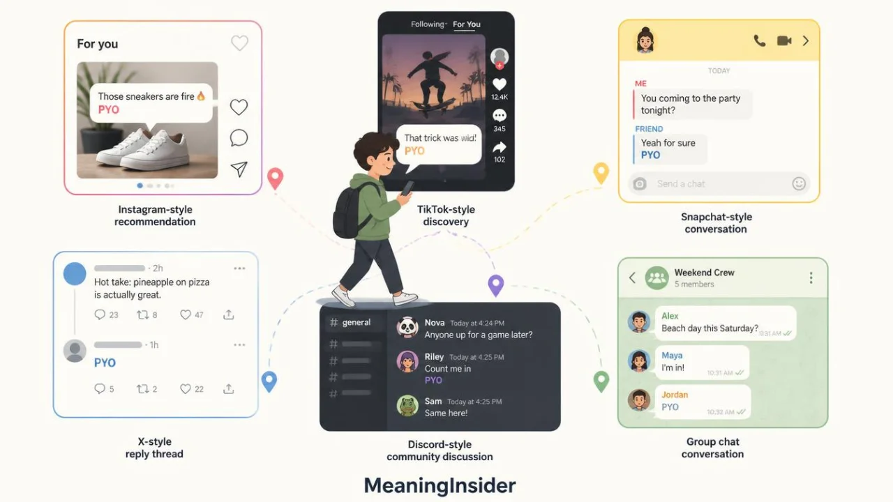 PYO used in text conversations across social media and messaging platforms