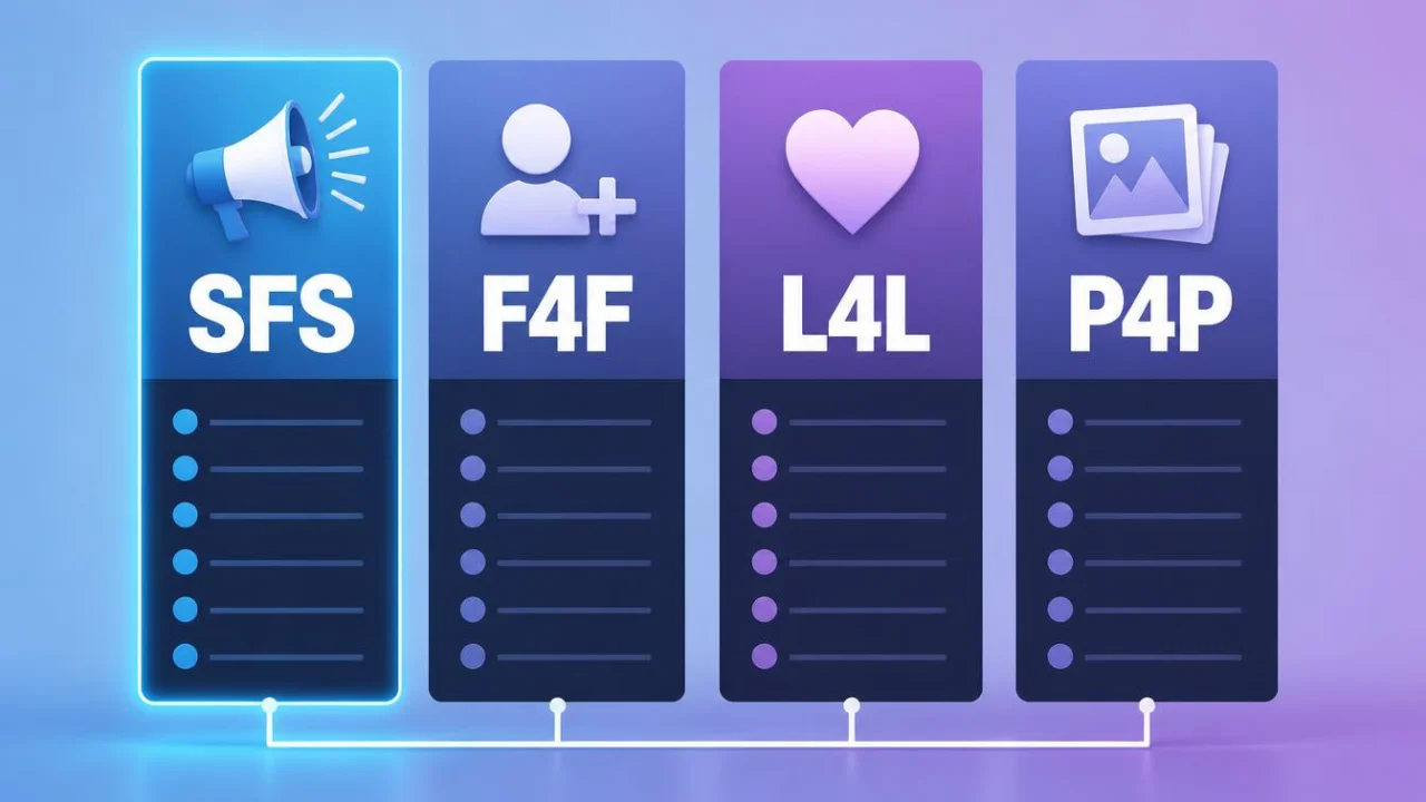 SFS compared to similar slang terms like follow for follow and like for like
