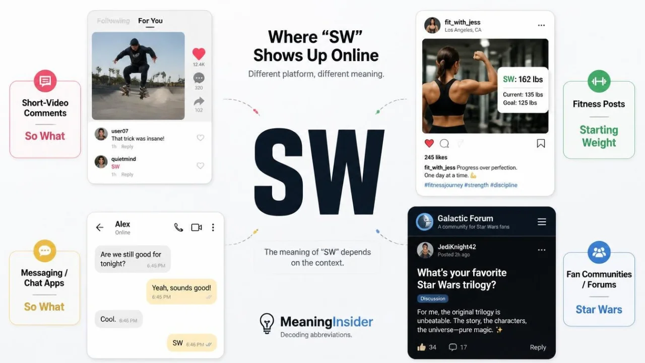 SW meaning across different social media platforms and contexts