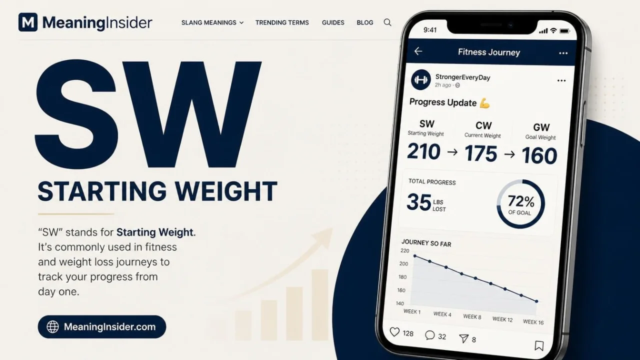 SW meaning Starting Weight shown with CW and GW in a fitness post