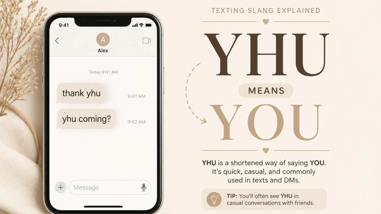 YHU means you in text messages such as thank yhu and yhu coming