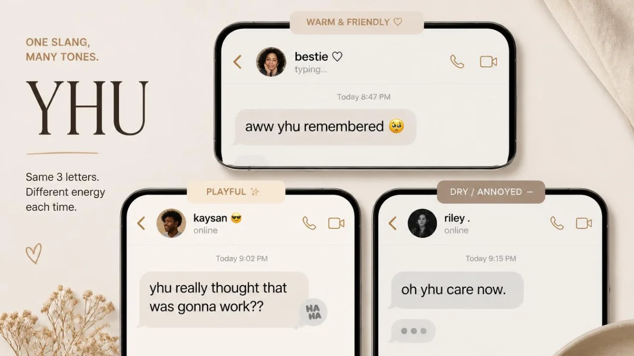 Examples showing friendly playful and annoyed tones of YHU in text messages