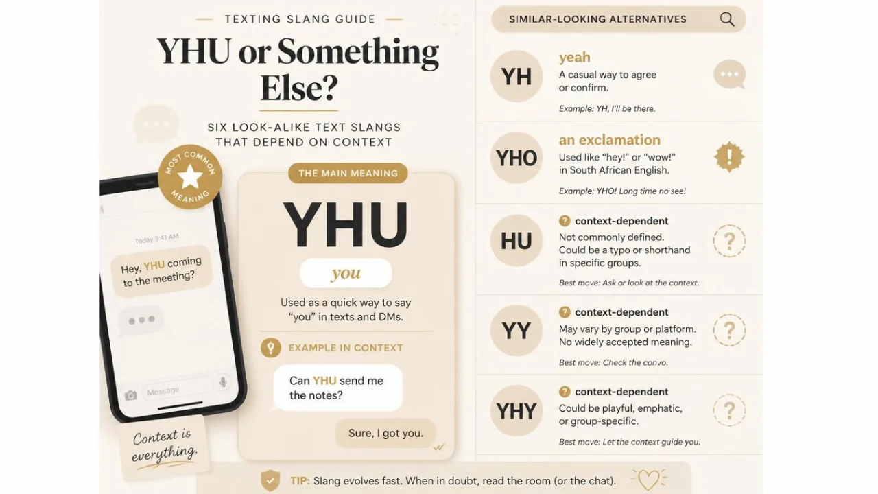 Comparison of YHU with similar texting terms including YH YHO HU YY and YHY