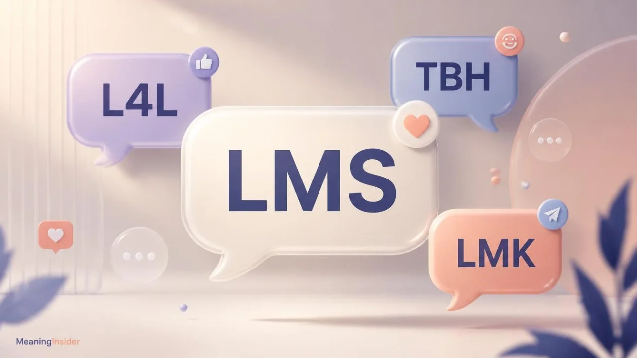 Texting abbreviations LMS, L4L, TBH, and LMK displayed in a messaging conversation