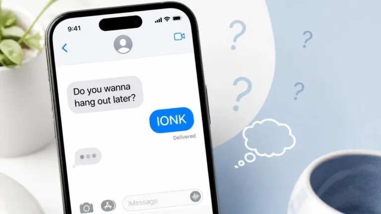 IONK meaning in text shown in a casual smartphone conversation