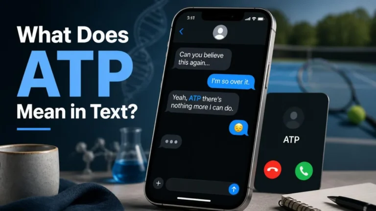 ATP meaning in text shown in a smartphone conversation