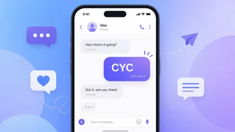 CYC meaning in text – smartphone chat showing “CYC” abbreviation