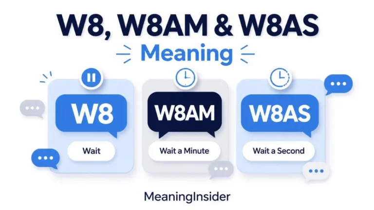 W8, W8AM and W8AS meaning in text messages, showing the different ways these abbreviations are used to mean wait, wait a minute, and wait a second