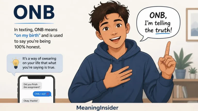 Illustration explaining ONB as On Bro in texting and social media
