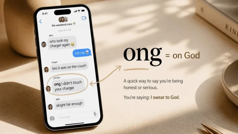 ONG meaning in text, showing the slang used in a casual chat