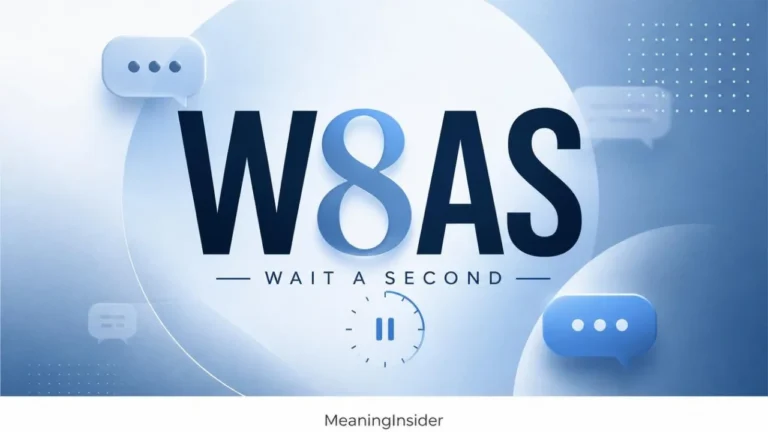 W8AS meaning in text, showing the abbreviation “wait a second” and how it is used in casual text conversations