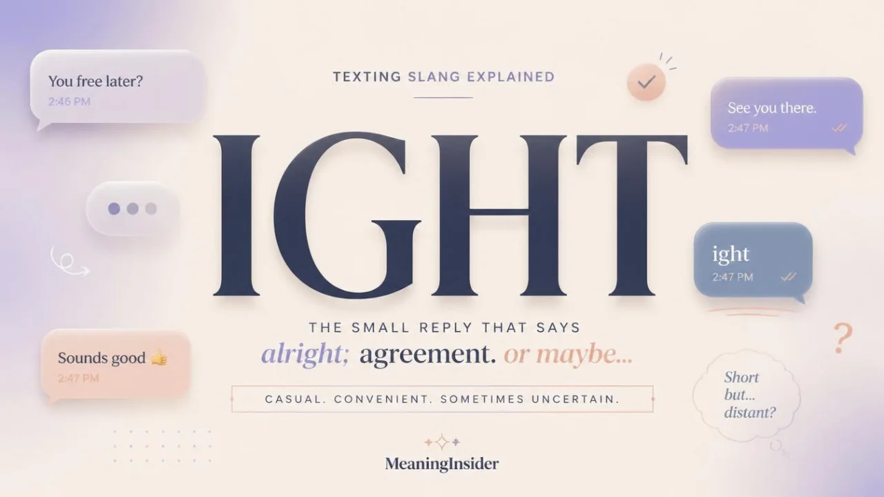 Ight meaning in text represented through casual messaging and conversational symbols