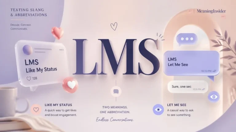 LMS meaning in text showing Like My Status and Let Me See in messaging contexts